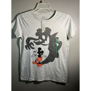 NWT Women's Disney SZ M Mickey Mouse Gray Very Scary Shadow Halloween T-Shirt